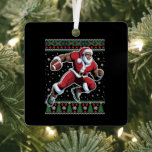 Afro-Amerikaanse Santa Football Ugly Christmas Metalen Ornament<br><div class="desc">Afrikaans Amerikaans Santa Football Lelijke Kersttrui</div>