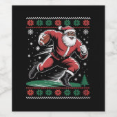 Afro-Amerikaanse Santa Football Ugly Christmas Wijn Etiket (Enkel label)