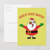 Afro-Amerikaanse Santa Hugs Feestdagenkaart (Voorkant / Achterkant)