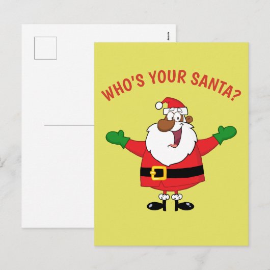 Afro-Amerikaanse Santa Hugs Feestdagenkaart (Voorkant / Achterkant)