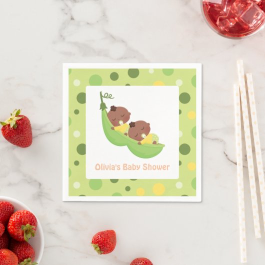 Afro-Amerikaanse Schattigee tweeling Baby shower s Servet (Insitu)