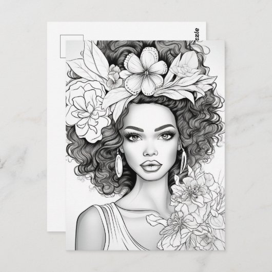 Afro-Amerikaanse schoonheid | Kleur je eigen Brief Briefkaart (Voorkant / Achterkant)