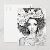 Afro-Amerikaanse Schoonheid | Kleur Zelf Ansichtka Briefkaart (Voorkant / Achterkant)