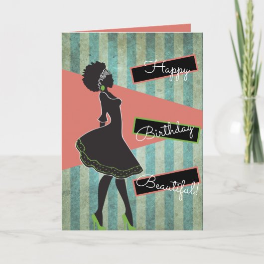 Afro-Amerikaanse Silhouette Verjaardag Kaart (Voorkant)