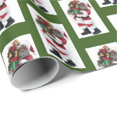 Afro-Amerikaanse Sinterklaas Brengt Geschenken Cadeaupapier (Rol Hoek)