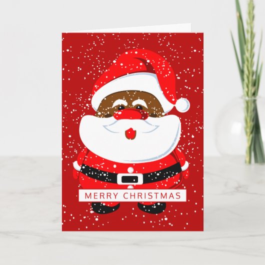 Afro-Amerikaanse Sinterklaas Kerstmis rode foto Feestdagen Kaart (Voorkant)