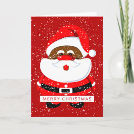 Afro-Amerikaanse Sinterklaas Kerstmis rode foto Feestdagen Kaart