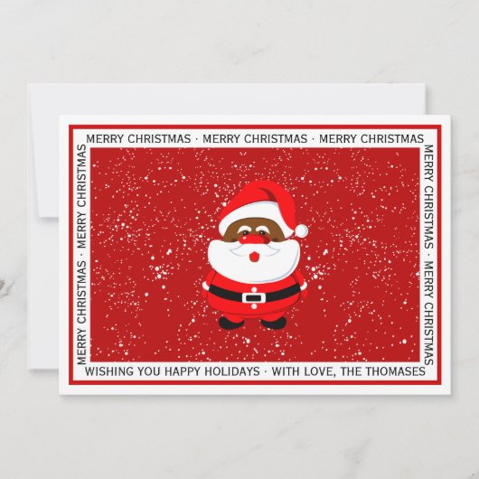 Afro-Amerikaanse Sinterklaas Kerstmis rode foto Feestdagenkaart (Voorkant)