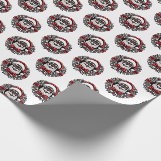 Afro-Amerikaanse Sinterklaas Rood, Zwart & Wit Cadeaupapier (Hoek)