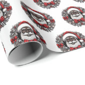 Afro-Amerikaanse Sinterklaas Rood, Zwart & Wit Cadeaupapier (Rol Hoek)