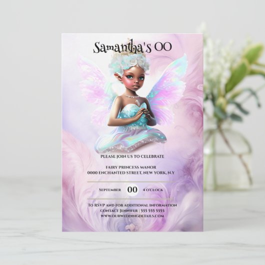 Afro-Amerikaanse sprookjesprinses grillige verjaar Kaart (Staand voorkant)