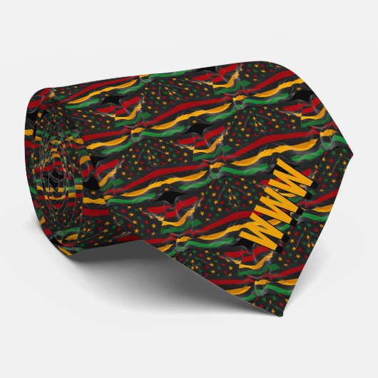 Afro-Amerikaanse Stars and Stripes Monogram Stropdas (Opgerold)