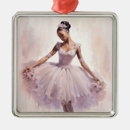 Afro-Amerikaanse SugarPlum Fairy Paarse Tutu Metalen Ornament