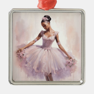 Afro-Amerikaanse SugarPlum Fairy Paarse Tutu Metalen Ornament