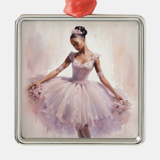 Afro-Amerikaanse SugarPlum Fairy Paarse Tutu Metalen Ornament (Voorkant)
