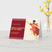 Afro-Amerikaanse superheld Dad Happy Vaderdag Kaart (Gele Bloem)