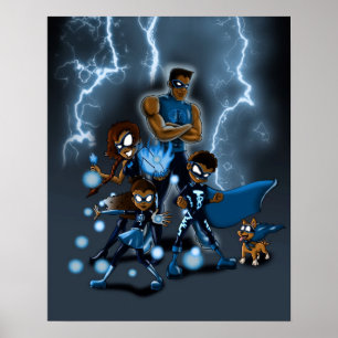 Afro-Amerikaanse Superheldenfamilie Poster