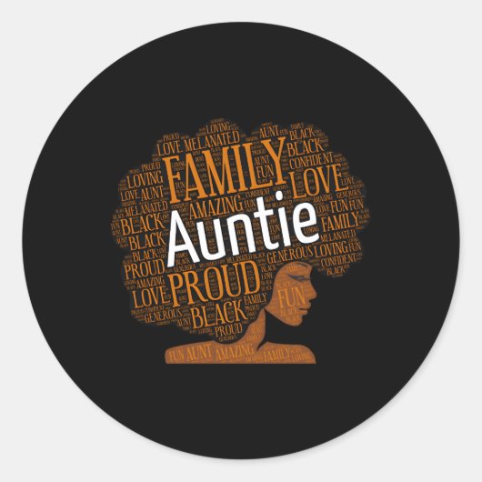 Afro-Amerikaanse tante Afro Ronde Sticker (Voorkant)
