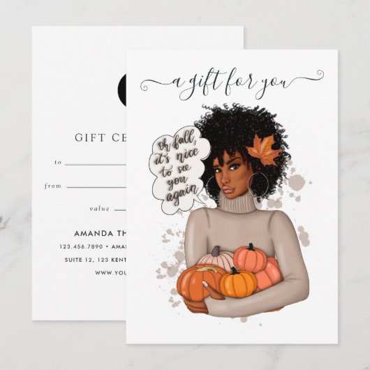 Afro-Amerikaanse Thanksgiving-cadeaubon (Voorkant / Achterkant)