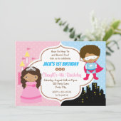 Afro-Amerikaanse Tweeling Gezamenlijke Verjaardags Kaart (Staand voorkant)