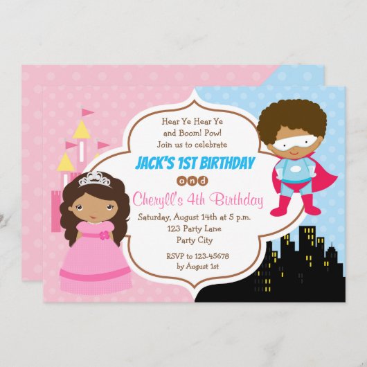 Afro-Amerikaanse Tweeling Gezamenlijke Verjaardags Kaart (Voorkant / Achterkant)