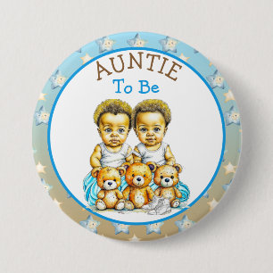 Afro-Amerikaanse tweelingjongen's Baby shower tant Ronde Button 7,6 Cm