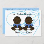 Afro-Amerikaanse Twin Baby Boys Douche Uitnodiging (Voorkant / Achterkant)