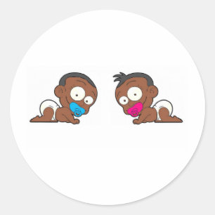 Afro-Amerikaanse Twin Boy & Girl Collectie Ronde Sticker