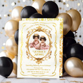 Afro-Amerikaanse Twin Gold Princess Baby shower Kaart