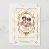Afro-Amerikaanse Twin Gold Princess Baby shower Kaart (Voorkant)