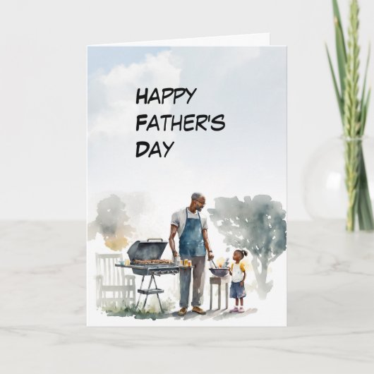Afro-Amerikaanse vader en kind Vaderdag kaart (Voorkant)