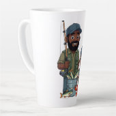 Afro-Amerikaanse vader en zoon vissen Latte Mok (Linkerhoek)