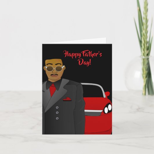 Afro-Amerikaanse Vader Pak, Das & Auto Vaderdag Kaart (Voorkant)