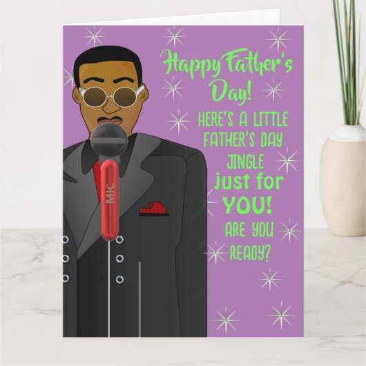 Afro-Amerikaanse Vaderdag Jingle Zingende Vaderdag Kaart (Voorkant)