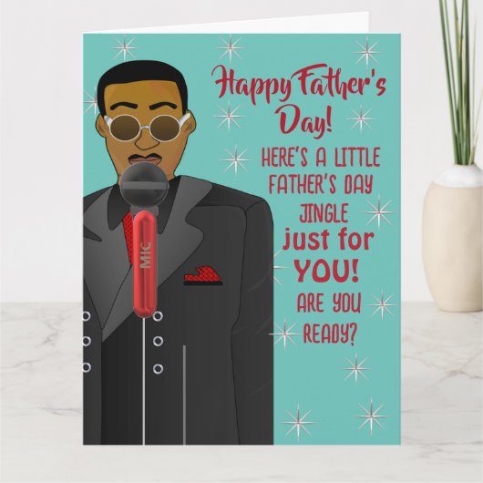 Afro-Amerikaanse Vaderdag Jingle Zingende Vaderdag Kaart (Voorkant)