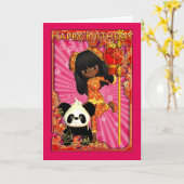 Afro-Amerikaanse Verjaardag Kaart met Moonies Litt (Gele Bloem)