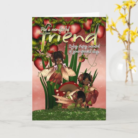 Afro-Amerikaanse Verjaardag Kaart - Vriend - Mooni (Gele Bloem)