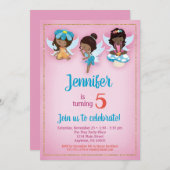 Afro-Amerikaanse verjaardagsuitnodiging voor feeën Kaart (Voorkant / Achterkant)