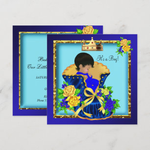 Afro-Amerikaanse Vintage Baby Shower Prins Jongen Kaart