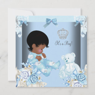 Afro-Amerikaanse Vintage Prins Baby Shower Jongen  Kaart