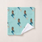 Afro-Amerikaanse Vintage Zeemeermin Monogram Bad Handdoek (Wasdoekje)