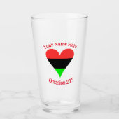Afro-Amerikaanse vlag Heart Funky, gepersonaliseer Glas (Voorkant)