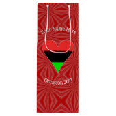 Afro-Amerikaanse vlag Heart Funky, gepersonaliseer Wijn Cadeautas (Voorkant)