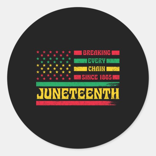 Afro-Amerikaanse vlag Juneteenth Breaking Elke CH Ronde Sticker (Voorkant)