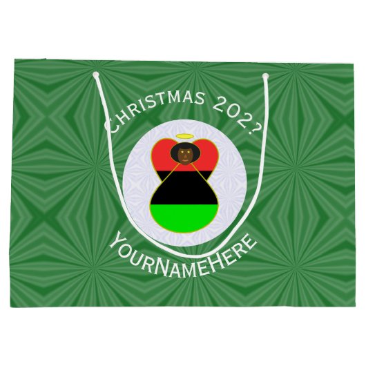 Afro-Amerikaanse vlag kerst engel personaliseren Groot Cadeauzakje (Achterkant)