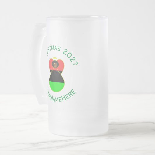 Afro-Amerikaanse vlag kerst engel personaliseren Matglas Bierpul (Voorkant links)