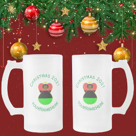 Afro-Amerikaanse vlag kerst engel personaliseren Matglas Bierpul