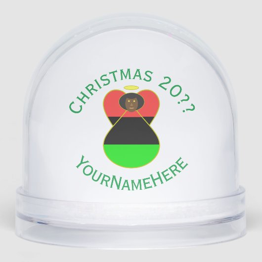 Afro-Amerikaanse vlag kerst engel personaliseren Sneeuwbol (Voorkant)