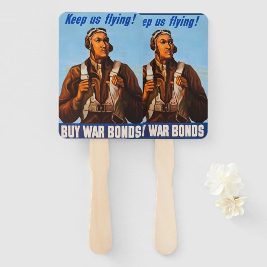 Afro-Amerikaanse vliegeniers gevechtspiloten WO2 Handwaaier (Voorkant en achterkant)