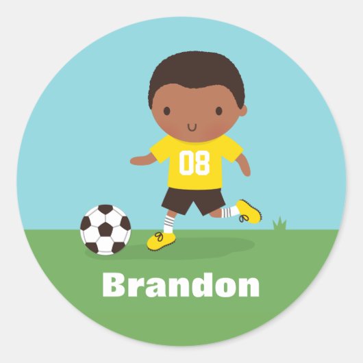 Afro-Amerikaanse Voetbalspeler Jongen Sticker (Voorkant)